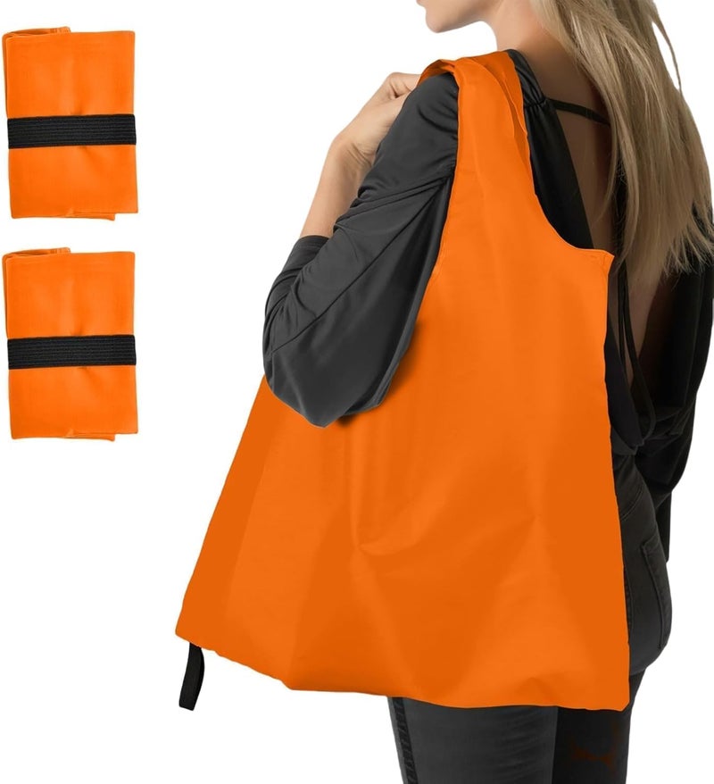 Criyar Foldable Shopping Bag, Washable Reusable Grocery with Holder, Nylon Tote Bags - Image 1